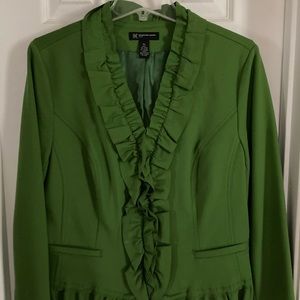 INC Ruffled Blazer in Vibrant Green - Size PL